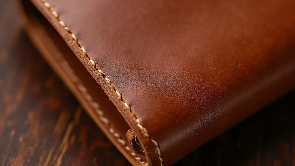 Detailní pohled na italskou plnozrnnou kůži, textura a barva, přírodní osvětlení